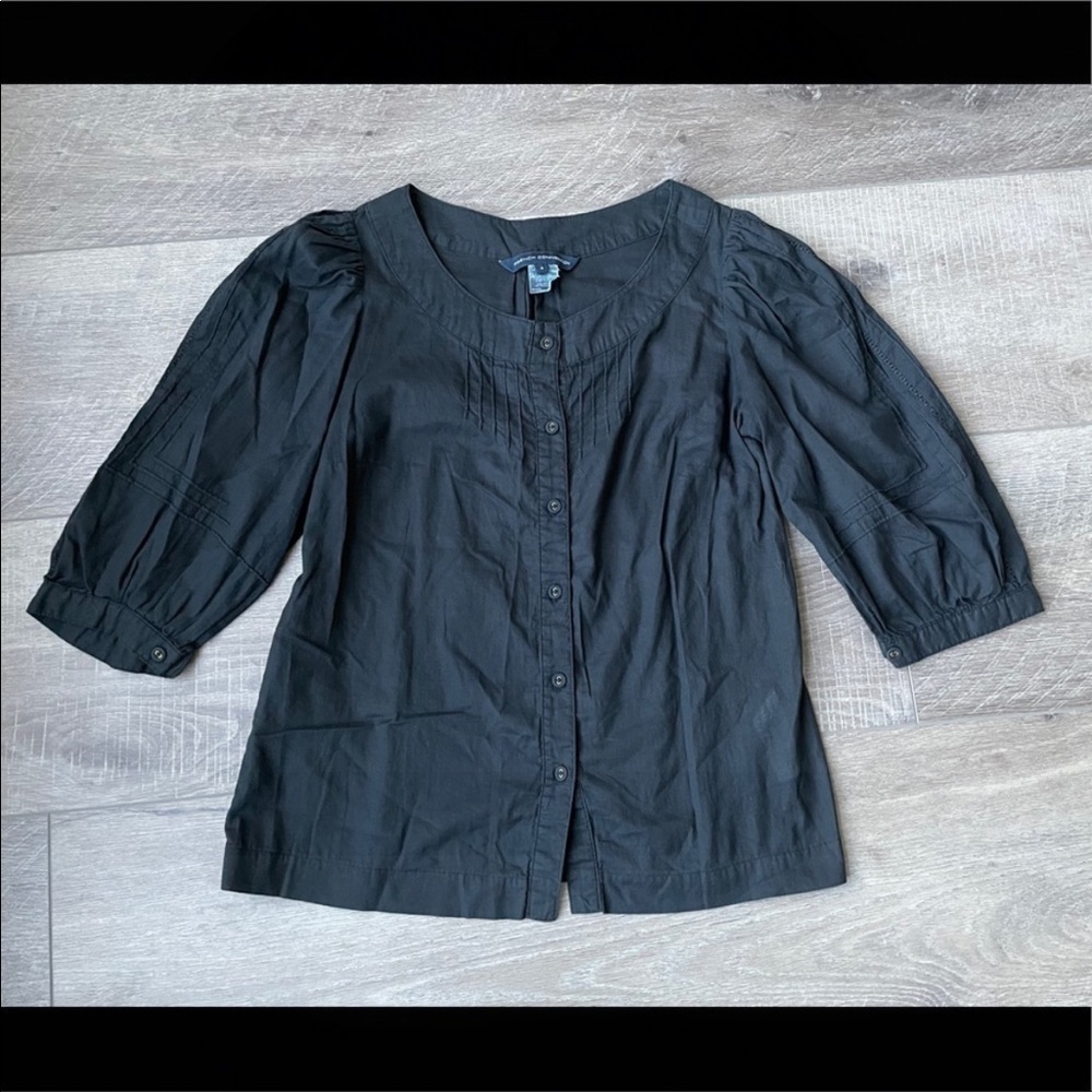 French Connection Button Down Shirt in Black Size 4